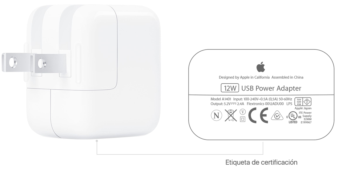 Apple Power Adapter 12W USB blanco (ipad)