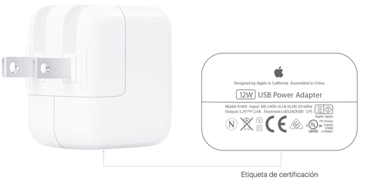 Apple Power Adapter 12W USB blanco (ipad)