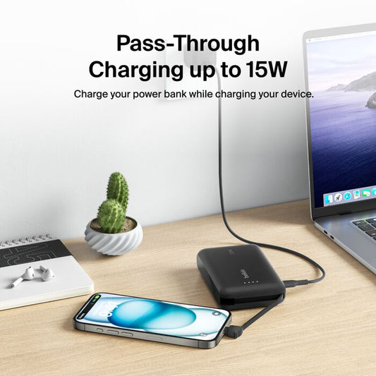 Belkin 10K Power Bank with 20W PD + Integrated USB-C Cable