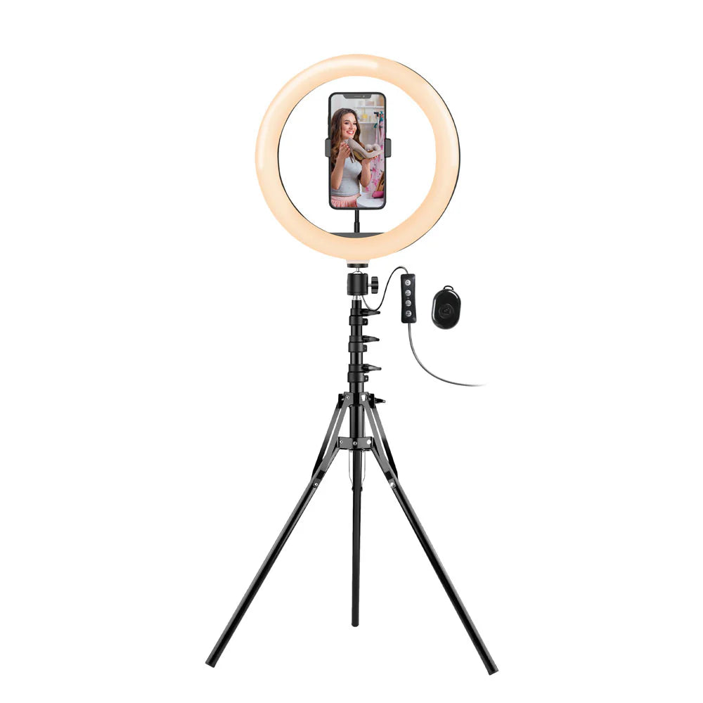 Argom Anillo de Luz LED 10" con Tripode Completo y Soporte de Celular