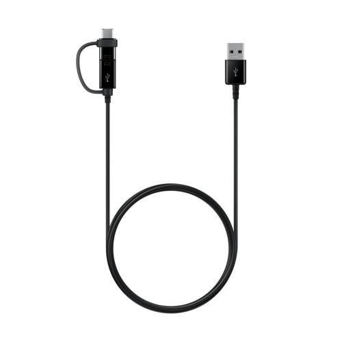 Samsung Cable 2 en 1 USB-A a USB Tipo C + Micro USB - 1.5m Negro