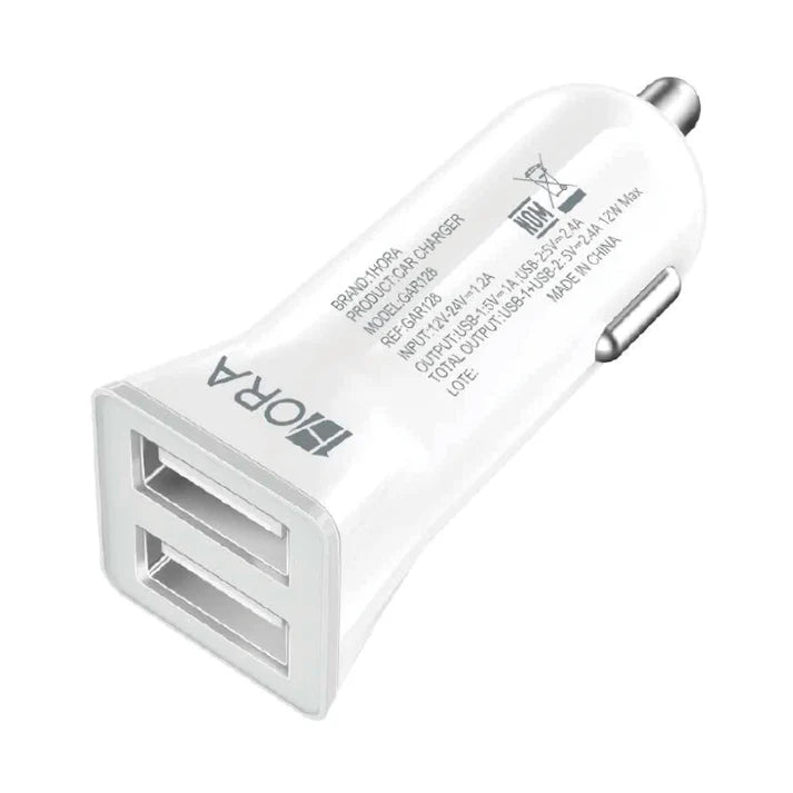 Cubo de Cargador de Carro 2.4A 1 Hora Blanco GAR128