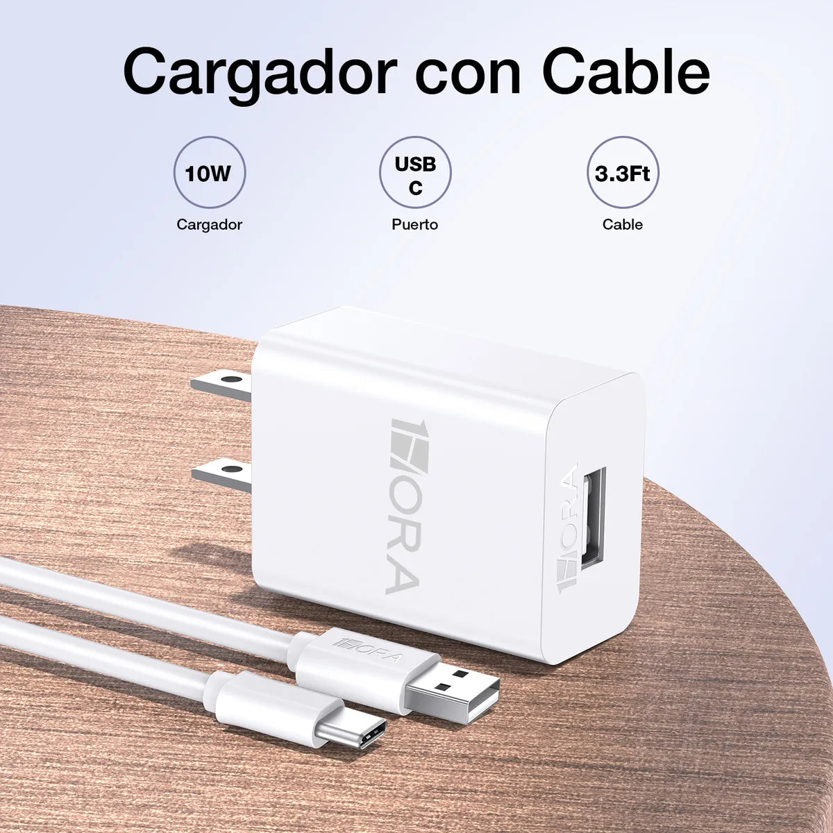cargador 5.0v 2.0A 1 hora negro 10w tipo C GAR080