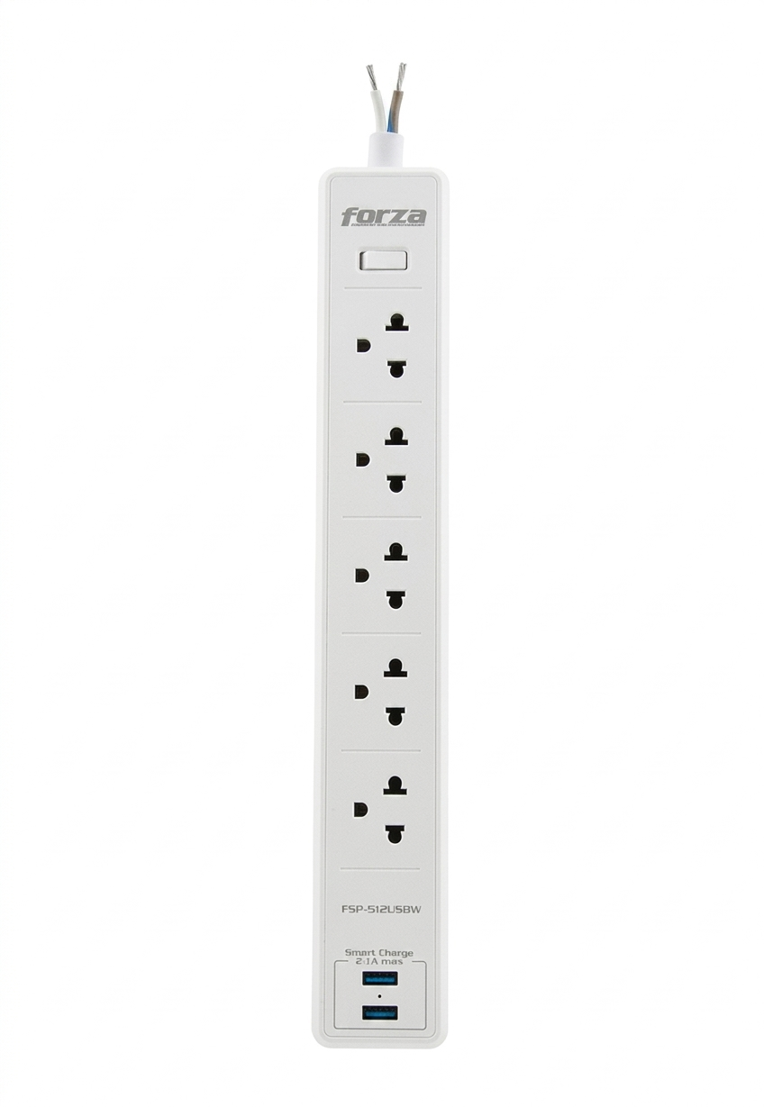 Forza FSP-512USBW SP 110/220V 1200J 5-UNV NEMA2-USB 5FT WH