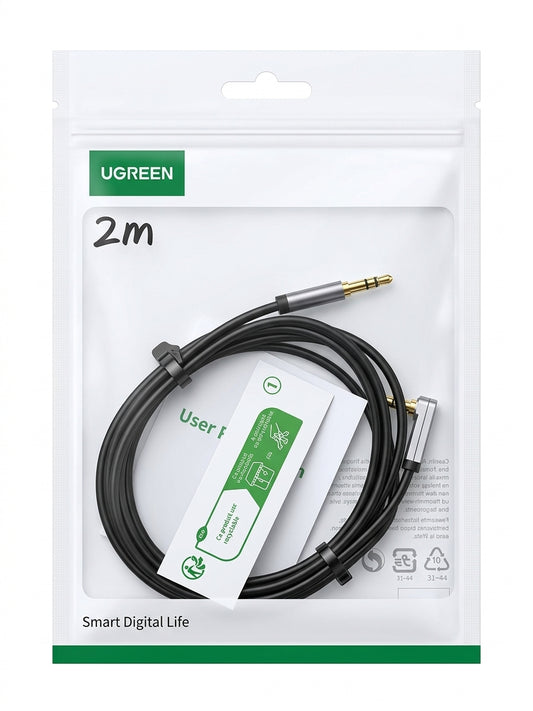 Ugreen 10599 Cable Auxiliar Jack 3.5mm, 2m - Angulado