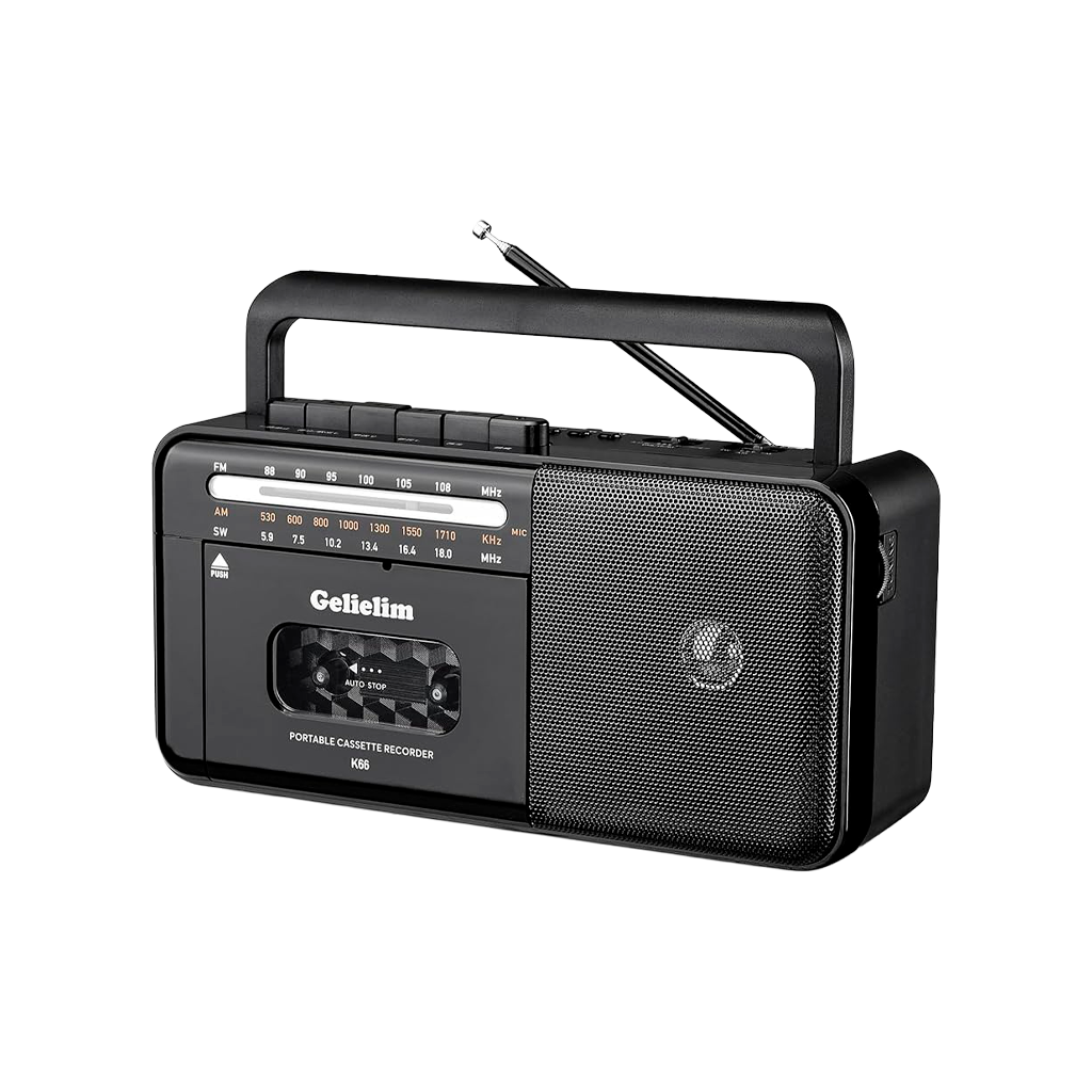 FIOLEES Reproductor de casete portatil Boombox AM FM FL-2526