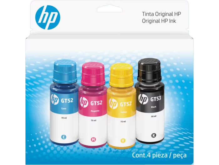HP GT53/GT52 Ink Bottle Combo 4PACK Blk/Cyan/Magenta/Yellow