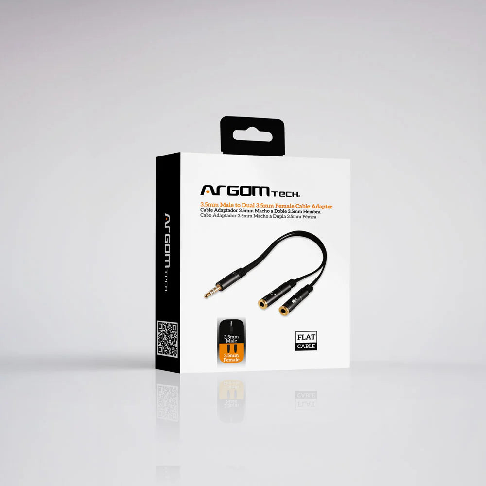 Adaptador Argom De Cable De 3,5 Mm Macho A Doble Hembra De 3,5 Mm