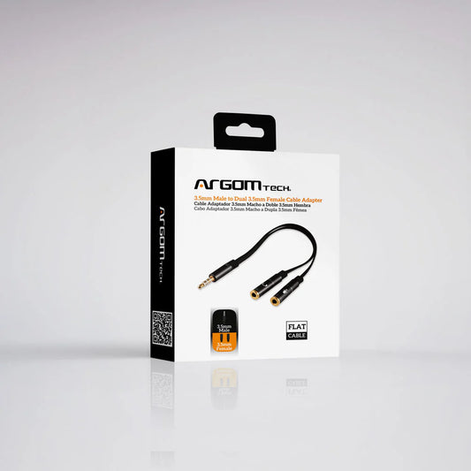 Adaptador Argom De Cable De 3,5 Mm Macho A Doble Hembra De 3,5 Mm