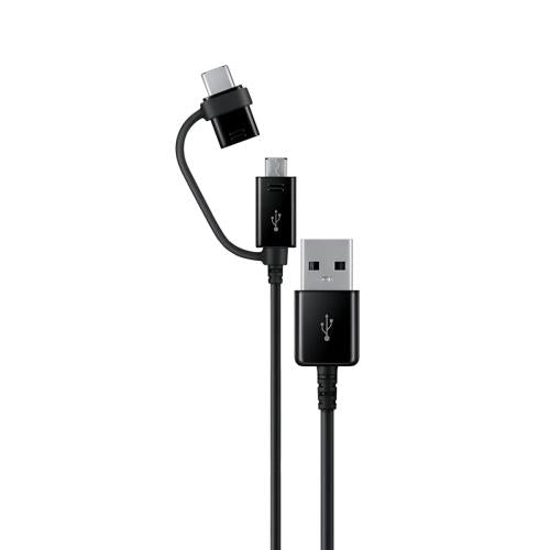 Samsung Cable 2 en 1 USB-A a USB Tipo C + Micro USB - 1.5m Negro