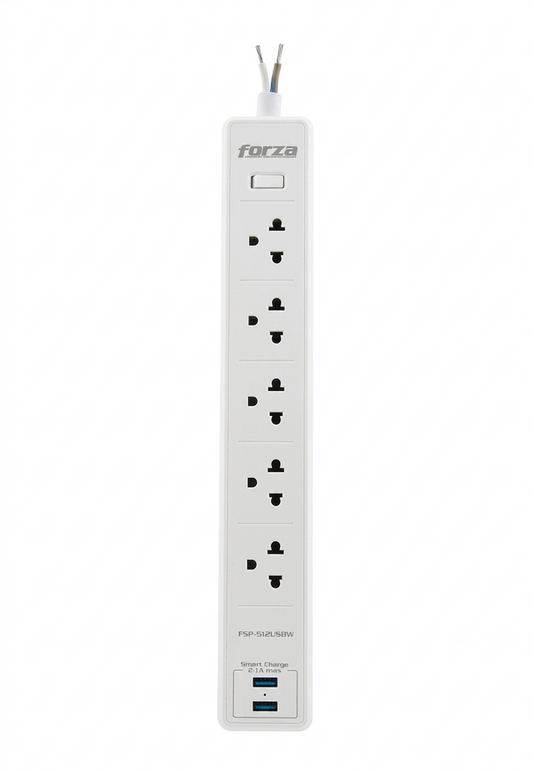 Forza FSP-512USBW SP 110/220V 1200J 5-UNV NEMA2-USB 5FT WH