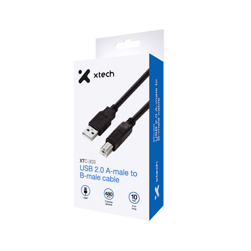 Xtech - USB cable para impresora 3 m XTC-303