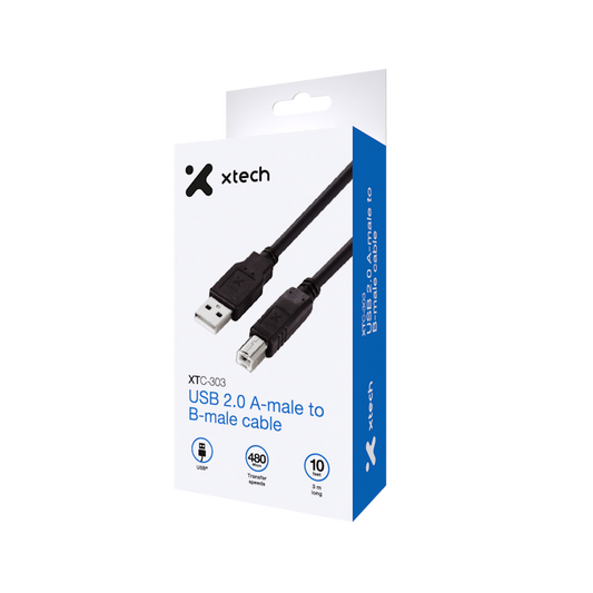 Xtech - USB cable para impresora 3 m XTC-303