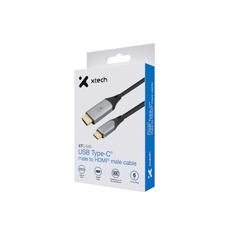 Xtech Cbl USB Type-C male to HDMI male 6 ft XTC-546
