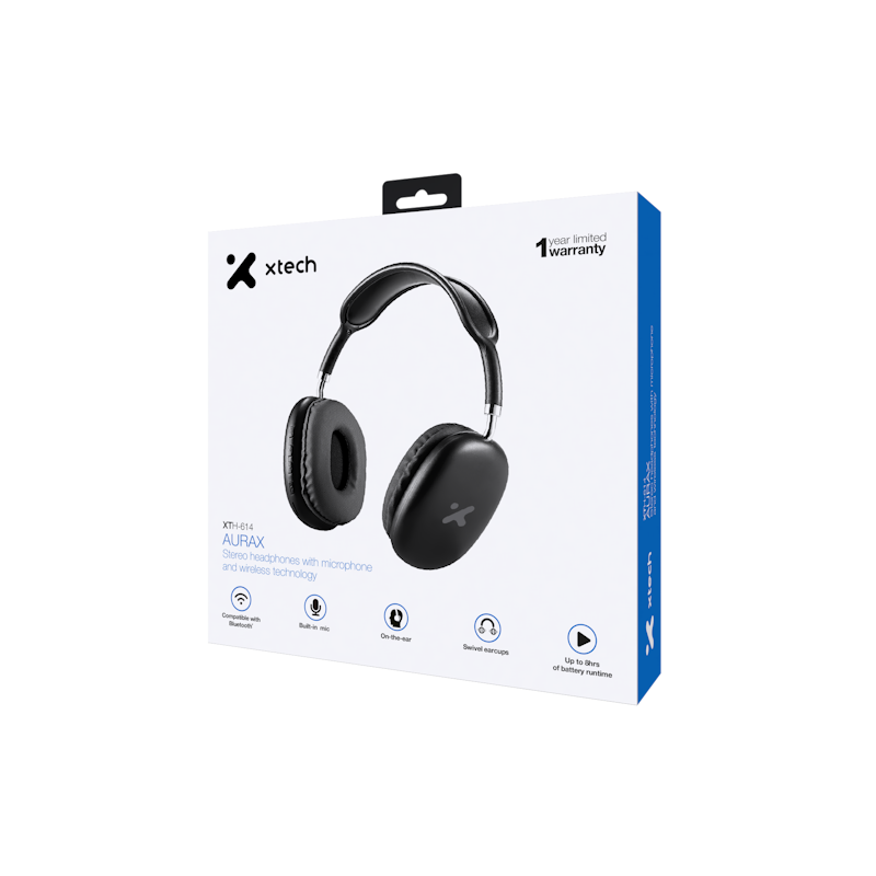 Xtech Aurax Headphones wth mic Wireless BT black XTH-614