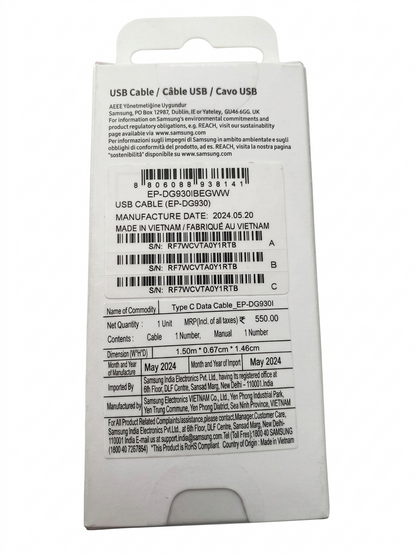 Samsung Cable USB A  a Tipo C Original 1.5m Negro