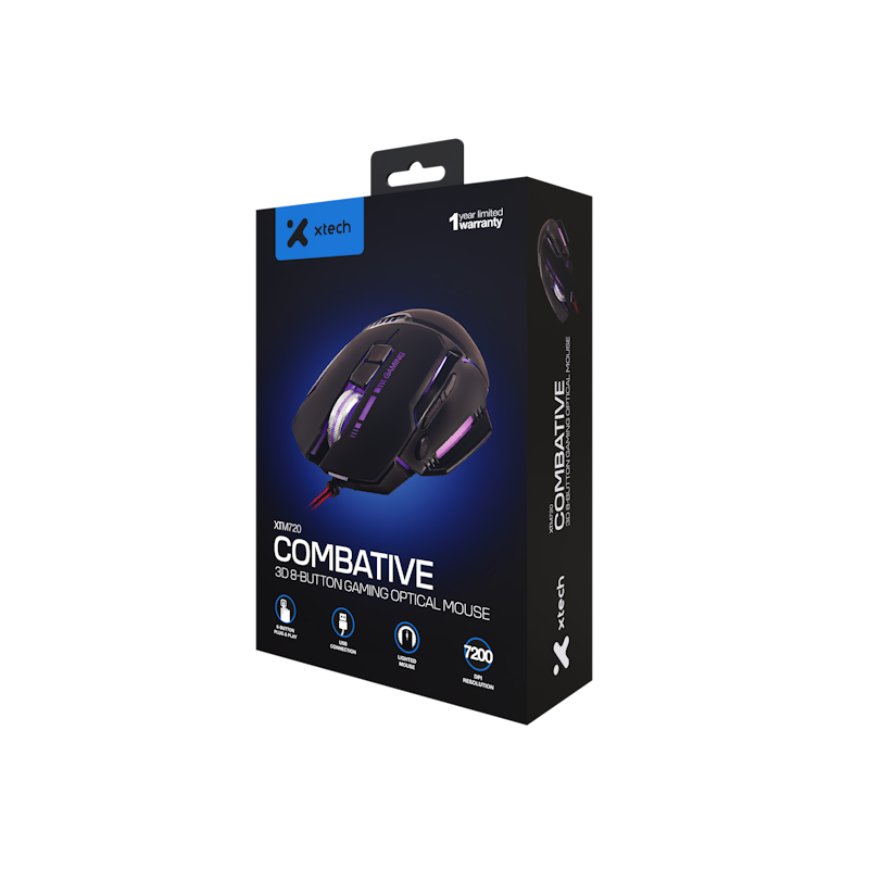 Xtech Mouse Gaming  7200dpi 4 led XTM-720